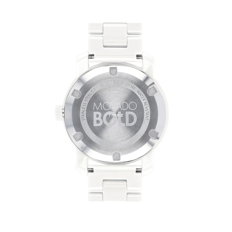 Movado,Movado BOLD 36mm,36mm,Stainless Steel,Ceramic,Silver White,Quartz,Sapphire,Crystal Glass,Round,3600534