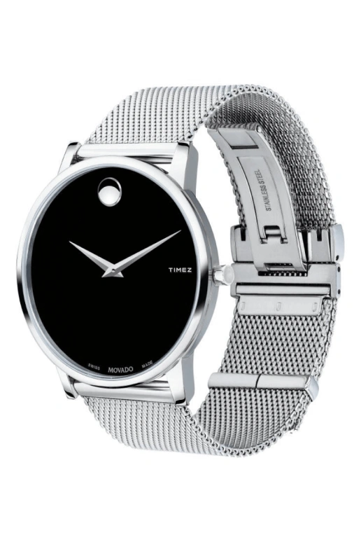 Movado,Museum Classic 40mm,40mm,Stainless Steel,Black,Quartz,Sapphire,Crystal Glass,Round,0607219