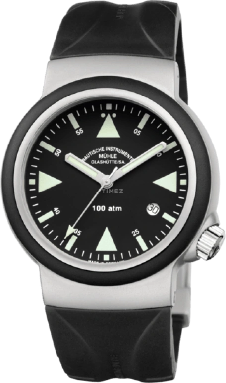 Mühle Glashütte,S.A.R. 42mm,42mm,Rubber,Stainless Steel,Black,Automatic,Date,38hours,M1,M1-41-03-KB