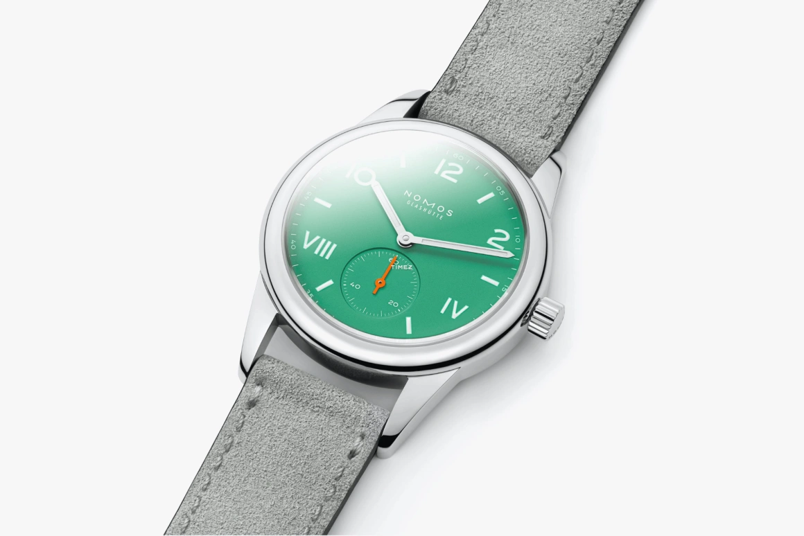 Nomos Glashütte,Club 36mm,36mm,Stainless Steel,Green,Handwound,43hours,In-house Caliber,715,715.GB