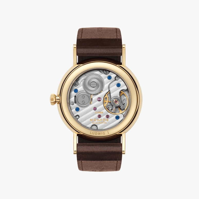 Nomos Glashütte,Ludwig 32.80mm,32.80mm,Yellow Gold,White,Handwound,43hours,In-house Caliber,210