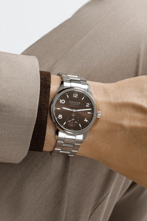 Nomos Glashütte,Club 39.50mm,39.50mm,Stainless Steel,Brown,Automatic,42hours,In-house Caliber,759