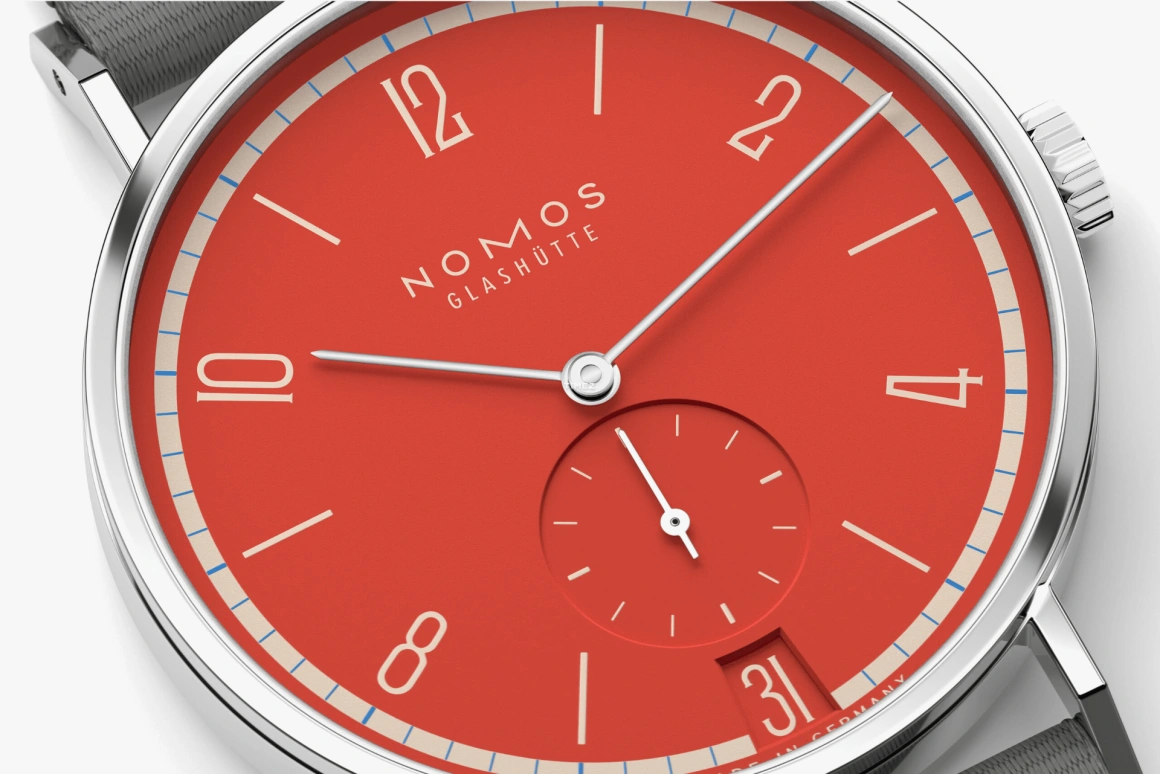 Nomos Glashütte,Tangente 37.50mm,37.50mm,Stainless Steel,Red,Handwound,Big Date,42hours,179,179.S14
