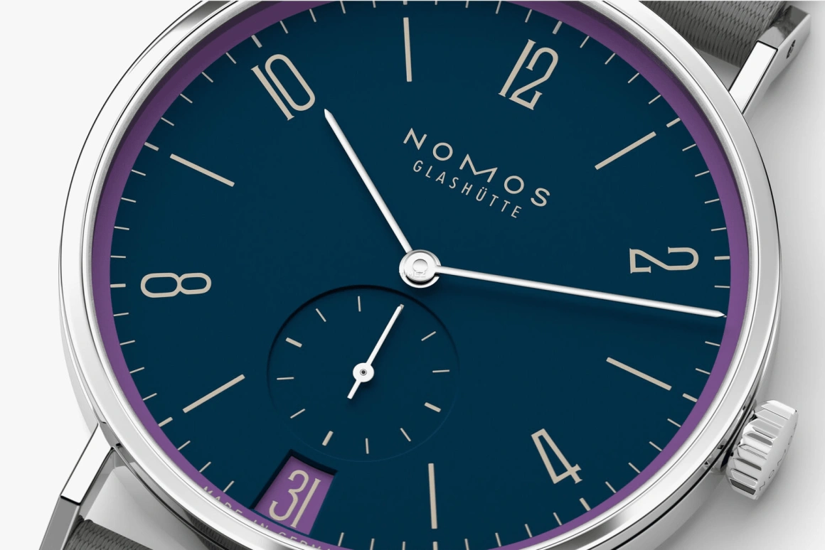Nomos Glashütte,Tangente 37.50mm,37.50mm,Stainless Steel,Blue,Handwound,Big Date,42hours,179,179.S31