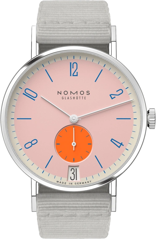 Nomos Glashütte,Tangente 37.50mm,37.50mm,Stainless Steel,Pink,Handwound,Big Date,42hours,179,179.S12