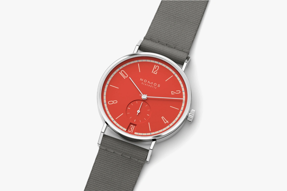 Nomos Glashütte,Tangente 37.50mm,37.50mm,Stainless Steel,Red,Handwound,Big Date,42hours,179,179.S14