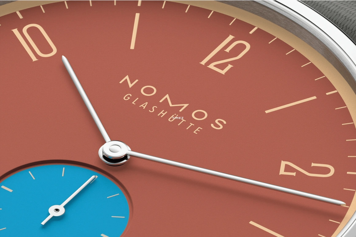 Nomos Glashütte,Tangente 37.50mm,37.50mm,Stainless Steel,Red,Orange,Handwound,Big Date,42hours,179,179.S27