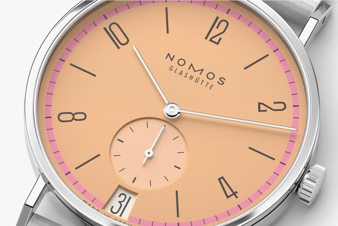 Nomos Glashütte,Tangente 37.50mm,37.50mm,Stainless Steel,Salmon,Handwound,Big Date,42hours,179,179.S21