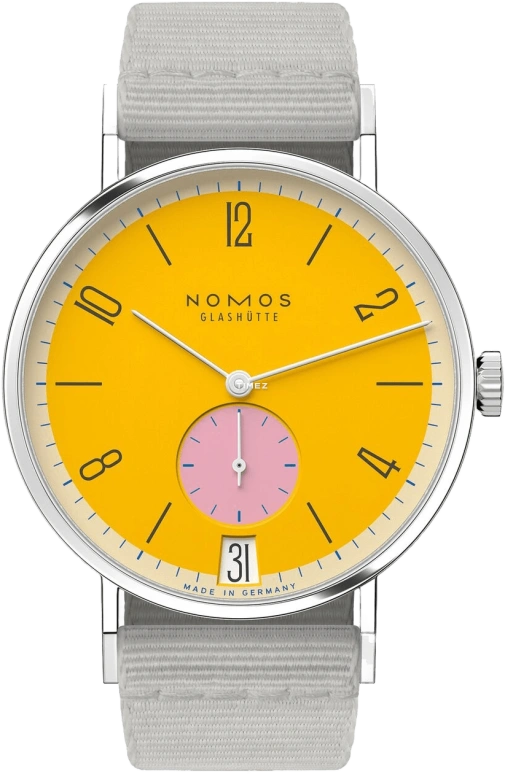 Nomos Glashütte,Tangente 37.50mm,37.50mm,Stainless Steel,Yellow,Handwound,Big Date,42hours,179,179.S8