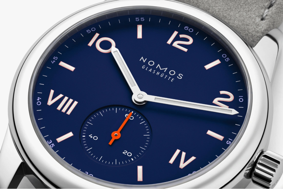Nomos Glashütte,Club 36mm,36mm,Stainless Steel,Blue,Handwound,43hours,In-house Caliber,719,719.GB