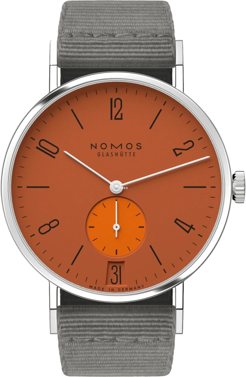Nomos Glashütte,Tangente 37.50mm,37.50mm,Stainless Steel,Orange,Handwound,Big Date,42hours,179,179.S13