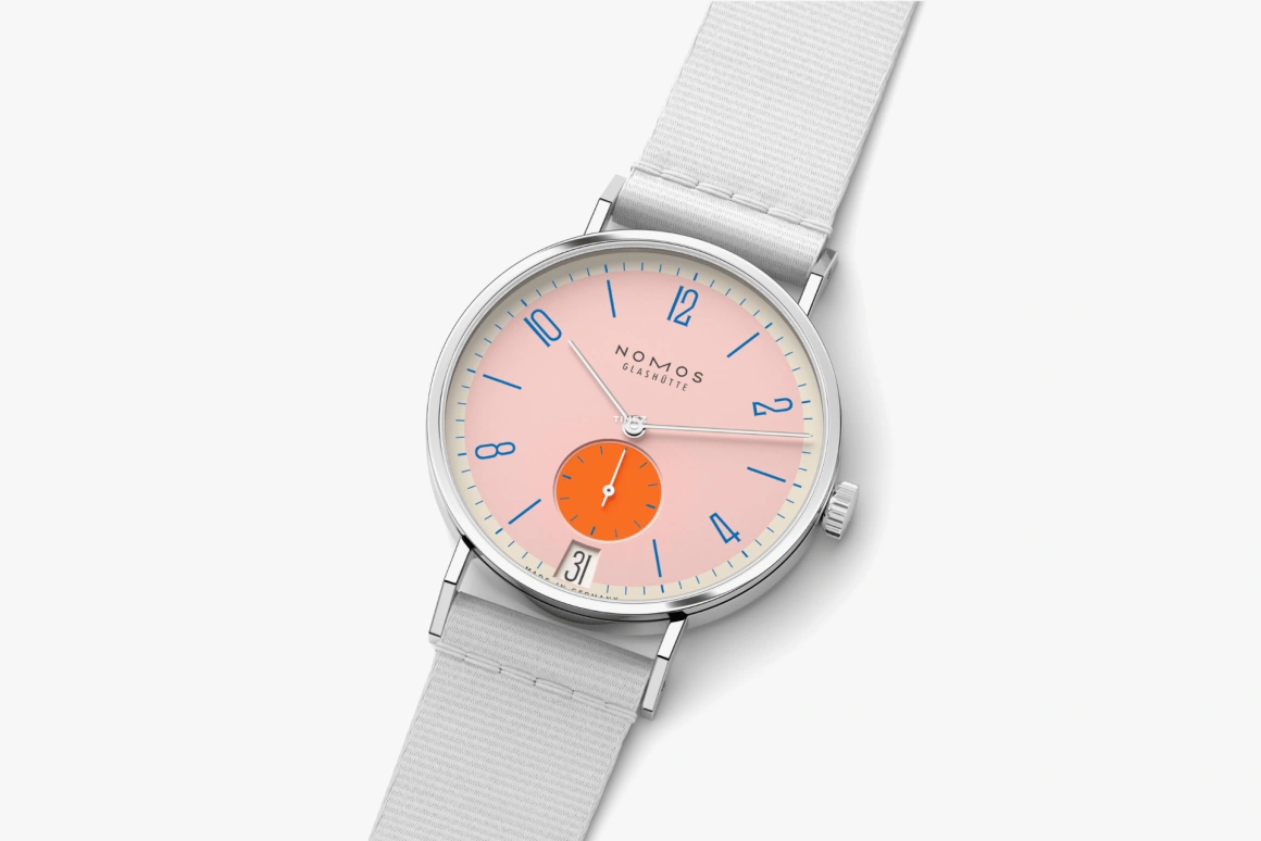 Nomos Glashütte,Tangente 37.50mm,37.50mm,Stainless Steel,Pink,Handwound,Big Date,42hours,179,179.S12