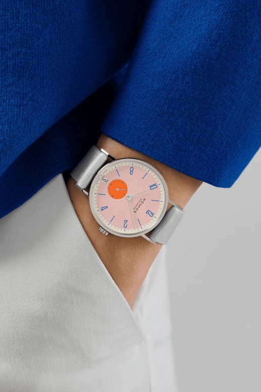 Nomos Glashütte,Tangente 37.50mm,37.50mm,Stainless Steel,Pink,Handwound,Big Date,42hours,179,179.S12