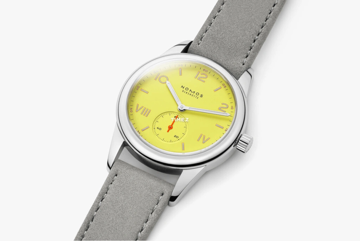 Nomos Glashütte,Club 36mm,36mm,Stainless Steel,Yellow,Handwound,43hours,In-house Caliber,718