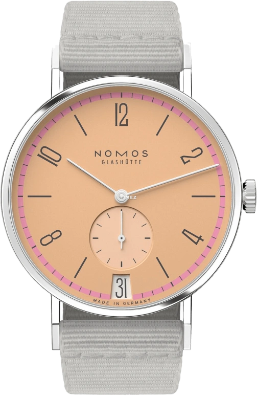 Nomos Glashütte,Tangente 37.50mm,37.50mm,Stainless Steel,Salmon,Handwound,Big Date,42hours,179,179.S21