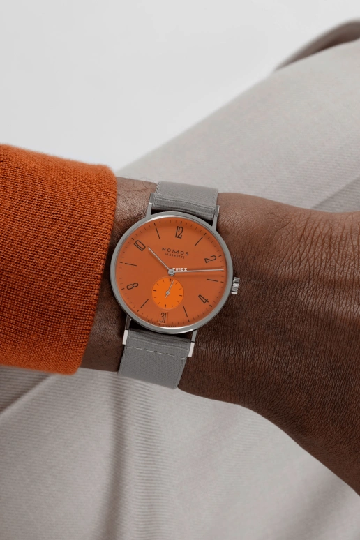 Nomos Glashütte,Tangente 37.50mm,37.50mm,Stainless Steel,Orange,Handwound,Big Date,42hours,179,179.S13
