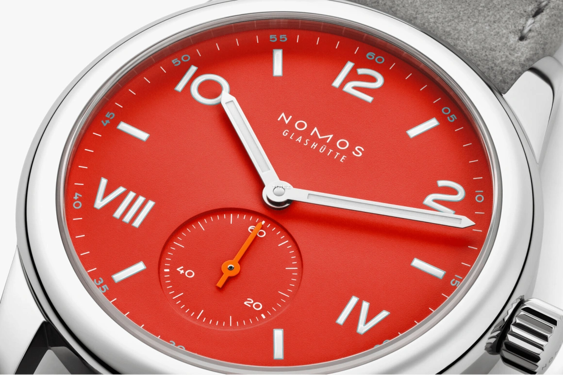 Nomos Glashütte,Club 36mm,36mm,Stainless Steel,Red,Handwound,43hours,In-house Caliber,716