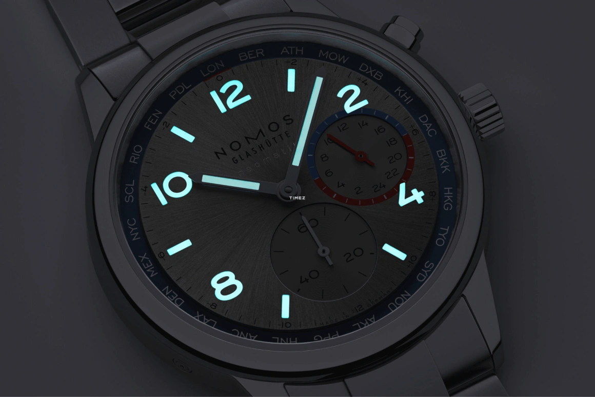 Nomos Glashütte,Club 40mm,40mm,Stainless Steel,Silver,Automatic,World Time,Day / Night Indication,791
