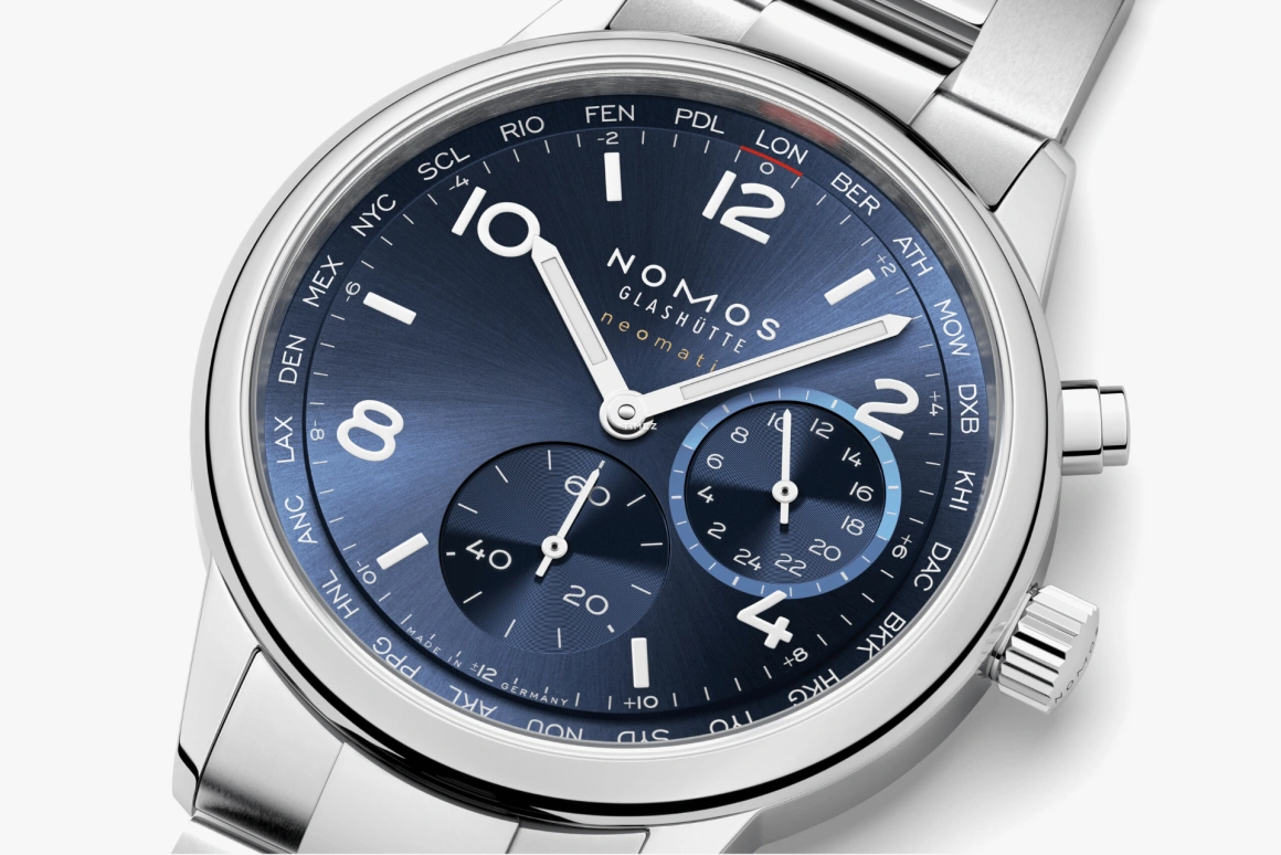 Nomos Glashütte,Club 40mm,40mm,Stainless Steel,Blue,Automatic,World Time,Day / Night Indication,790