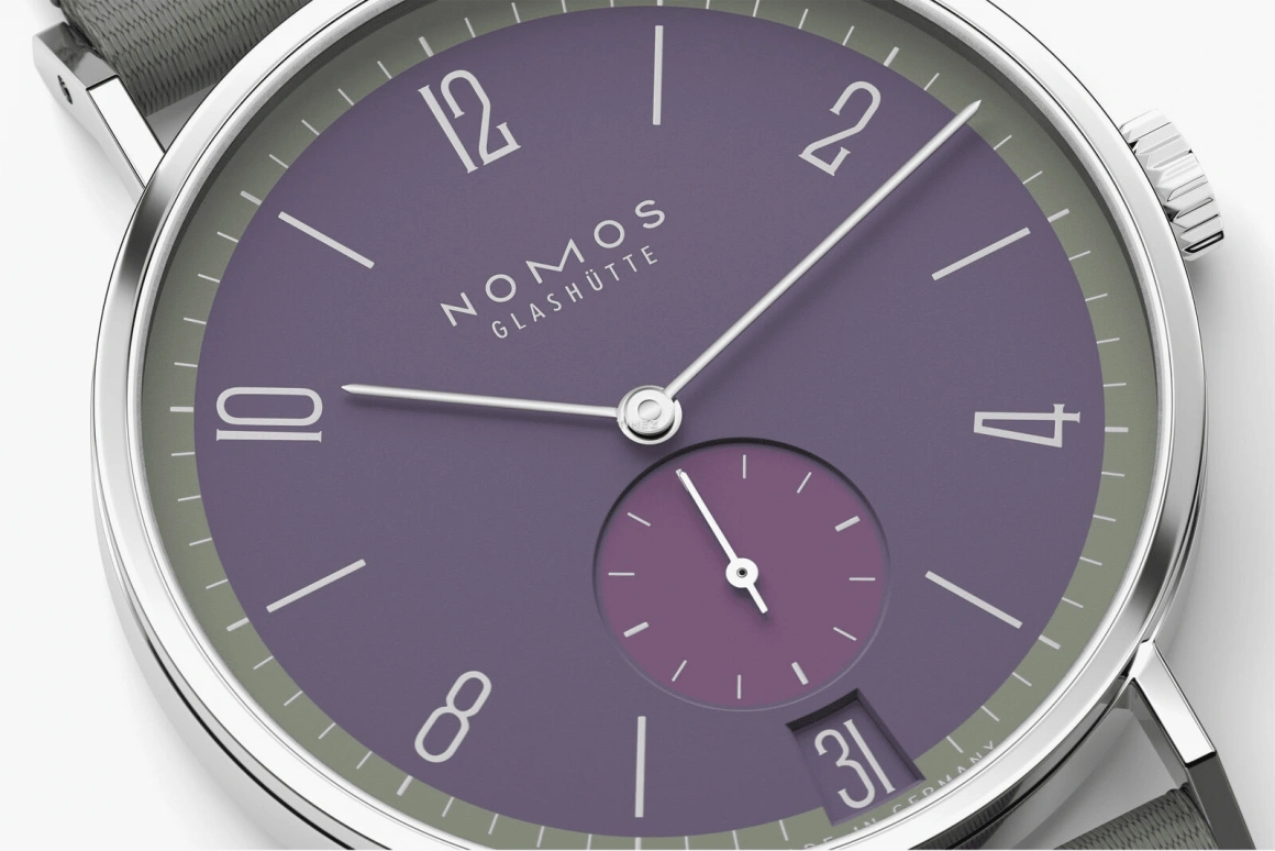 Nomos Glashütte,Tangente 37.50mm,37.50mm,Stainless Steel,Purple,Handwound,Big Date,42hours,179,179.S9