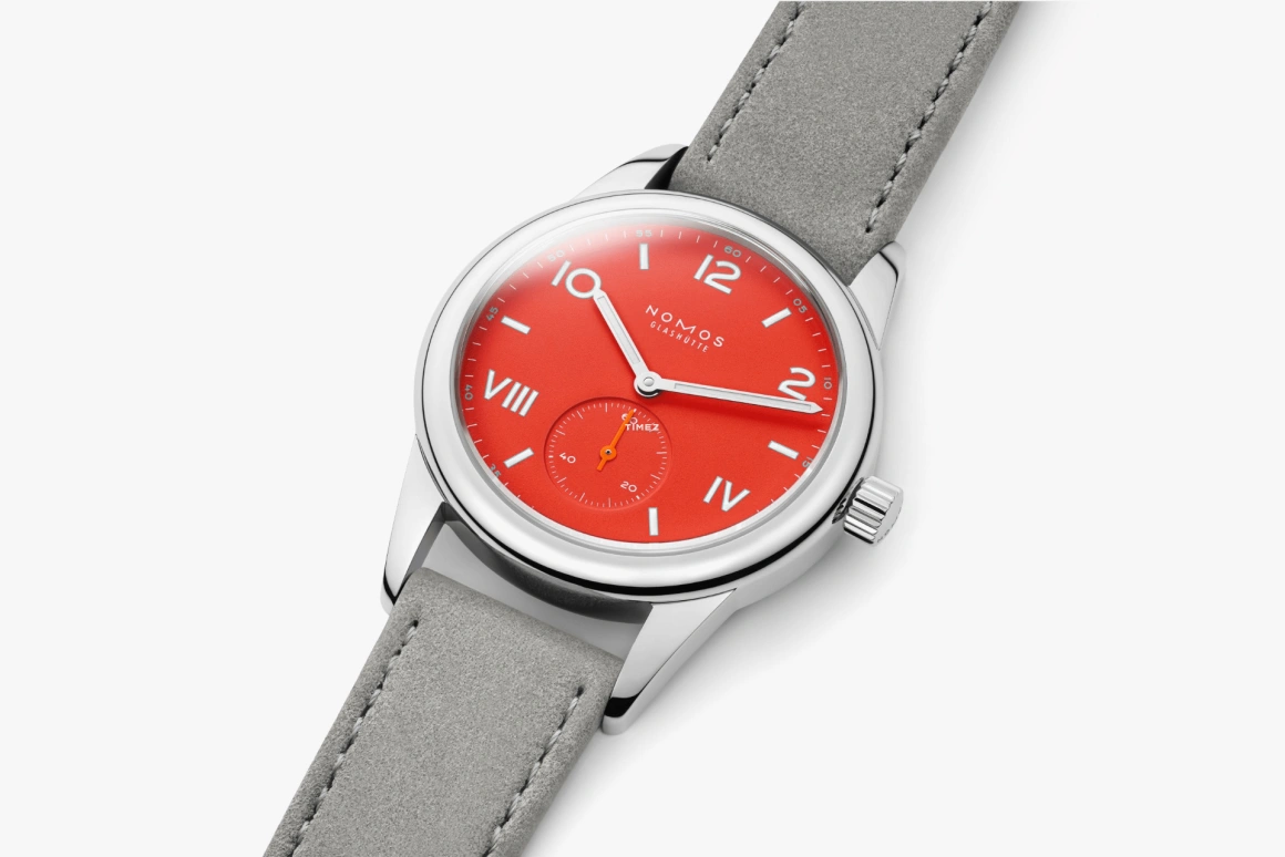 Nomos Glashütte,Club 36mm,36mm,Stainless Steel,Red,Handwound,43hours,In-house Caliber,716,716.GB