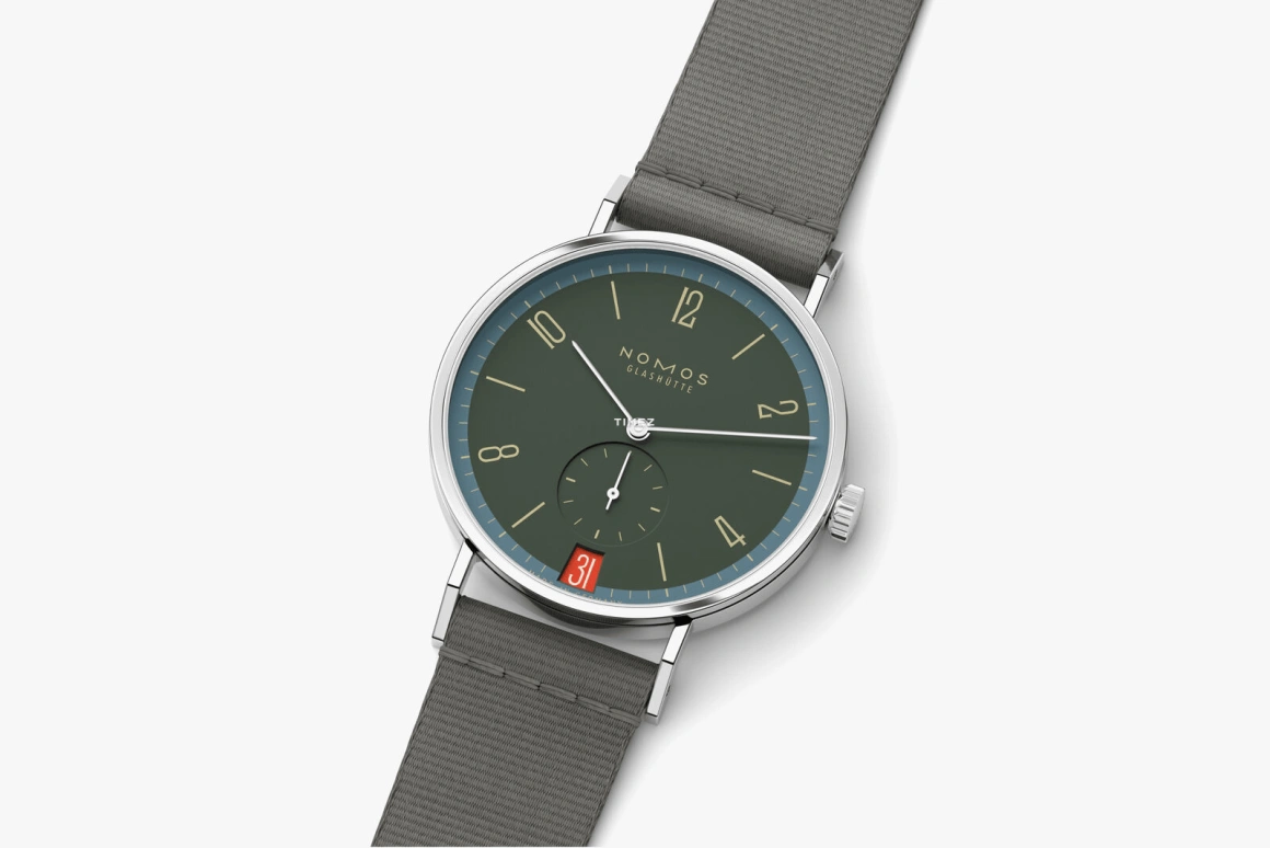 Nomos Glashütte,Tangente 37.50mm,37.50mm,Stainless Steel,Green,Handwound,Big Date,42hours,179,179.S18