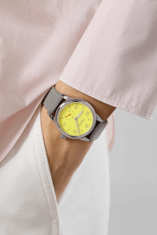 Nomos Glashütte,Club 36mm,36mm,Stainless Steel,Yellow,Handwound,43hours,In-house Caliber,718