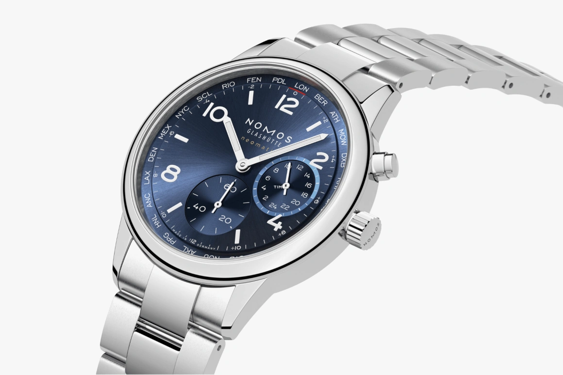 Nomos Glashütte,Club 40mm,40mm,Stainless Steel,Blue,Automatic,World Time,Day / Night Indication,790