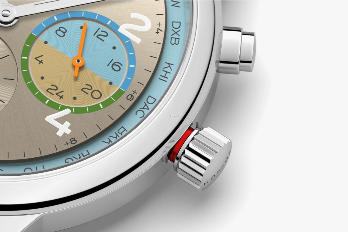 Nomos Glashütte,Club 40mm,40mm,Stainless Steel,Dual,Sky Blue,Champagne,Automatic,Dule Time,World Time,790,790.S10