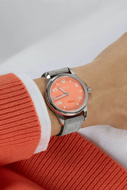 Nomos Glashütte,Club 36mm,36mm,Stainless Steel,Orange Red,Handwound,43hours,In-house Caliber,714
