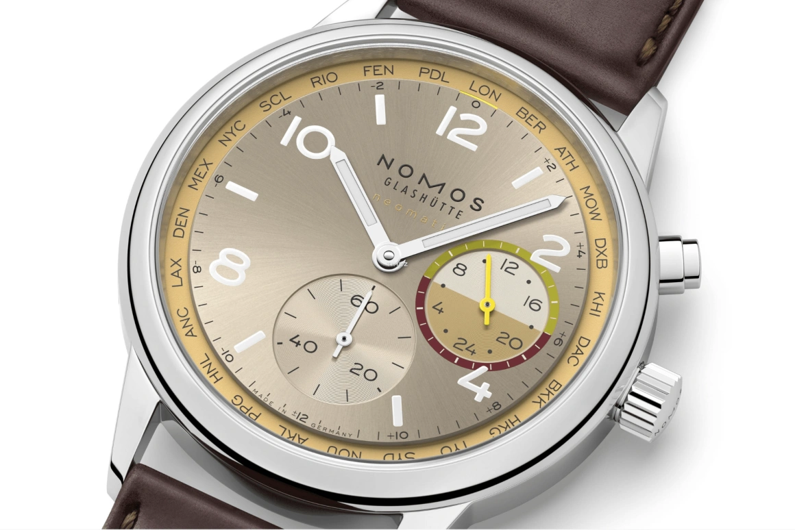 Nomos Glashütte,Club 40mm,40mm,Stainless Steel,Dual,Champagne,Yellow,Automatic,Dule Time,World Time,790,790.S11