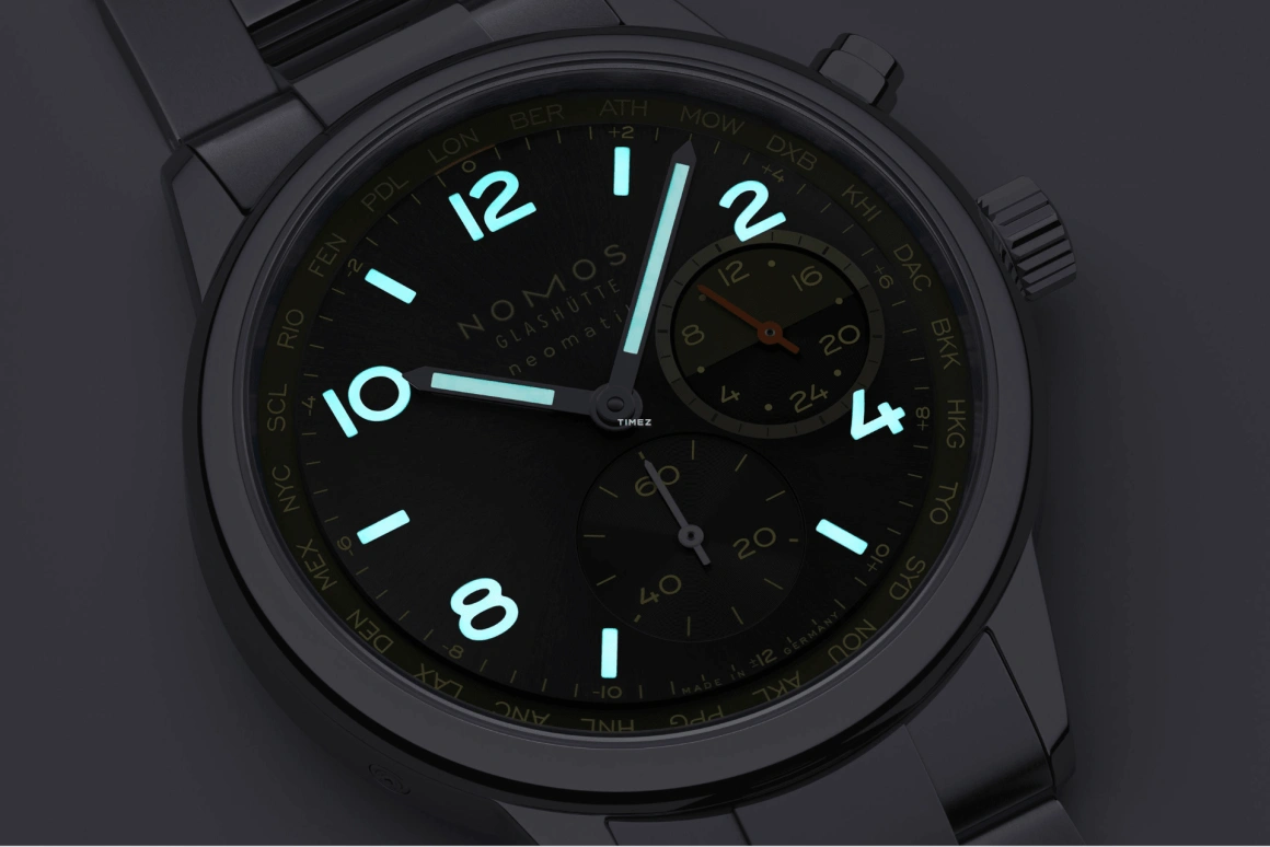 Nomos Glashütte,Club 40mm,40mm,Stainless Steel,Black,Automatic,Dule Time,World Time,790,790.S9