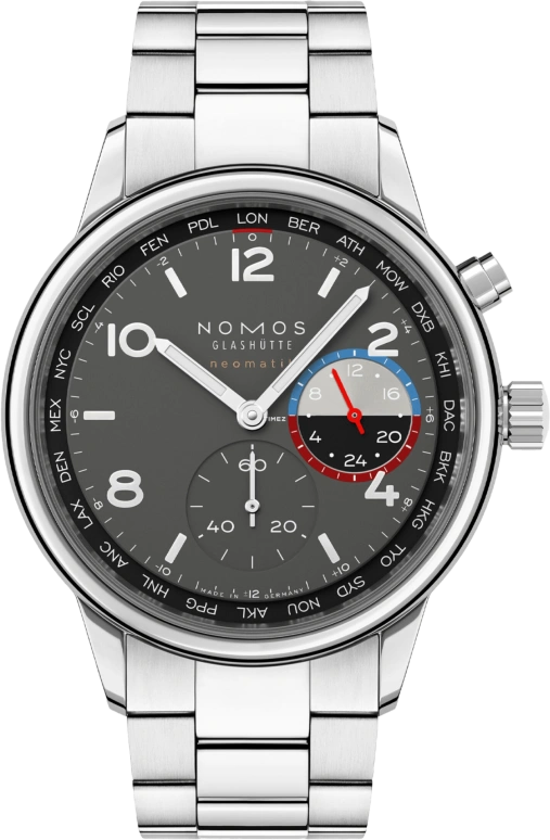 Nomos Glashütte,Club 40mm,40mm,Stainless Steel,Coal Gray,Automatic,World Time,Day / Night Indication,790,790.S1