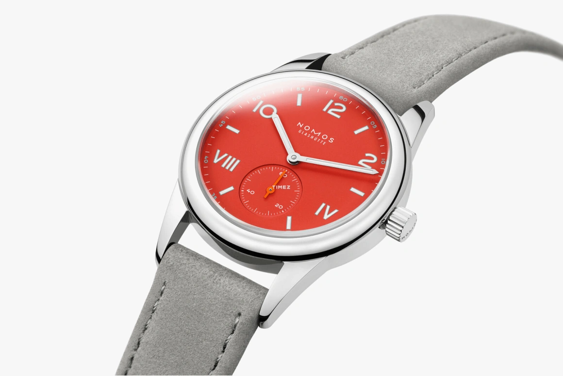 Nomos Glashütte,Club 36mm,36mm,Stainless Steel,Red,Handwound,43hours,In-house Caliber,716