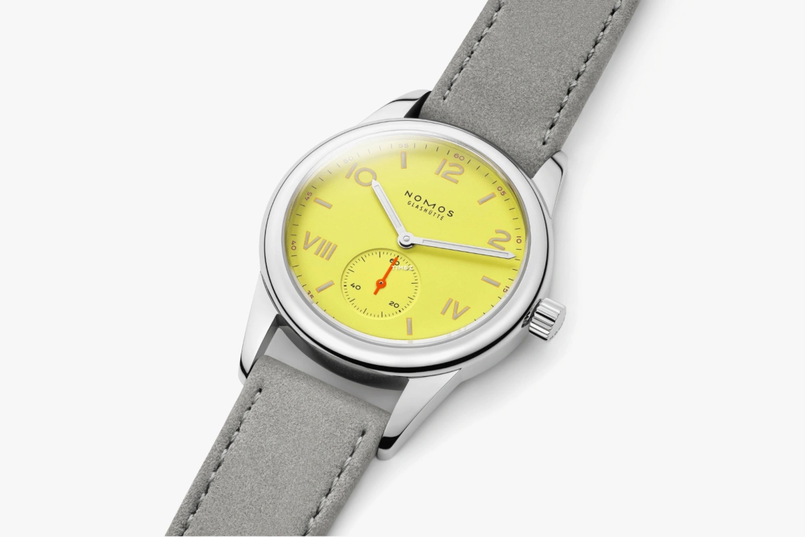 Nomos Glashütte,Club 36mm,36mm,Stainless Steel,Yellow,Handwound,43hours,In-house Caliber,718,718.GB
