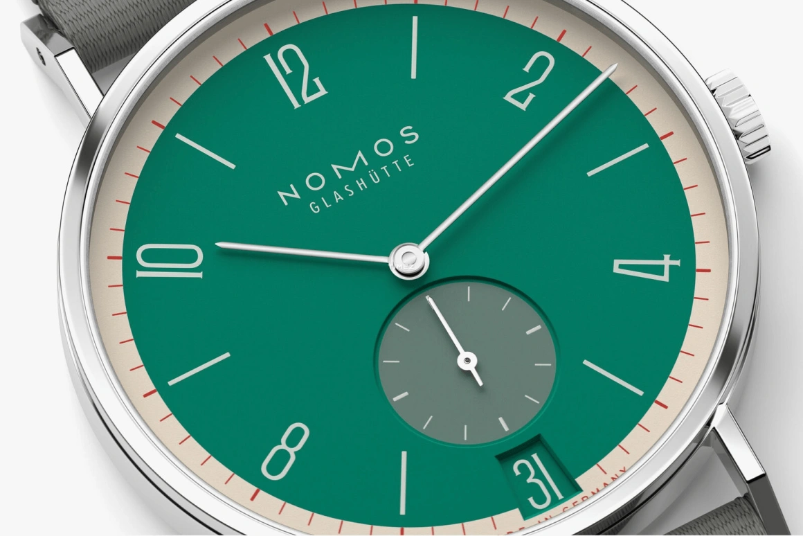 Nomos Glashütte,Tangente 37.50mm,37.50mm,Stainless Steel,Green,Handwound,Big Date,42hours,179,179.S26