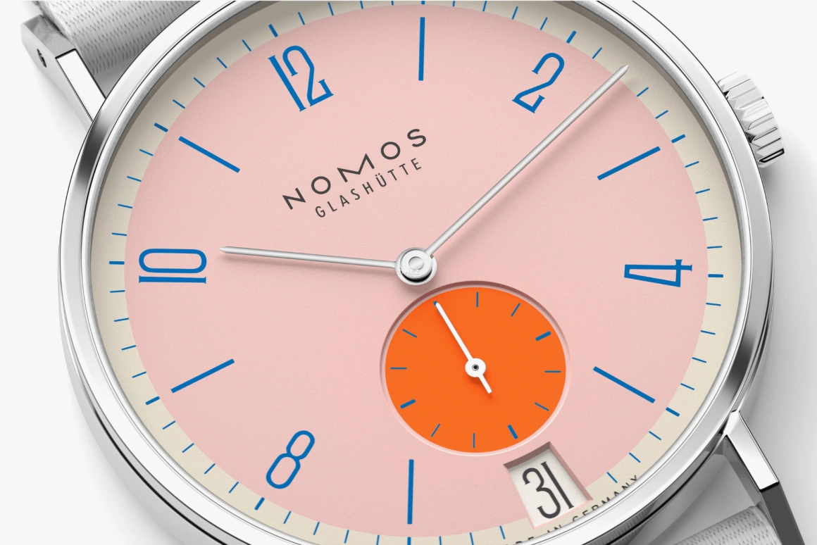 Nomos Glashütte,Tangente 37.50mm,37.50mm,Stainless Steel,Pink,Handwound,Big Date,42hours,179,179.S12