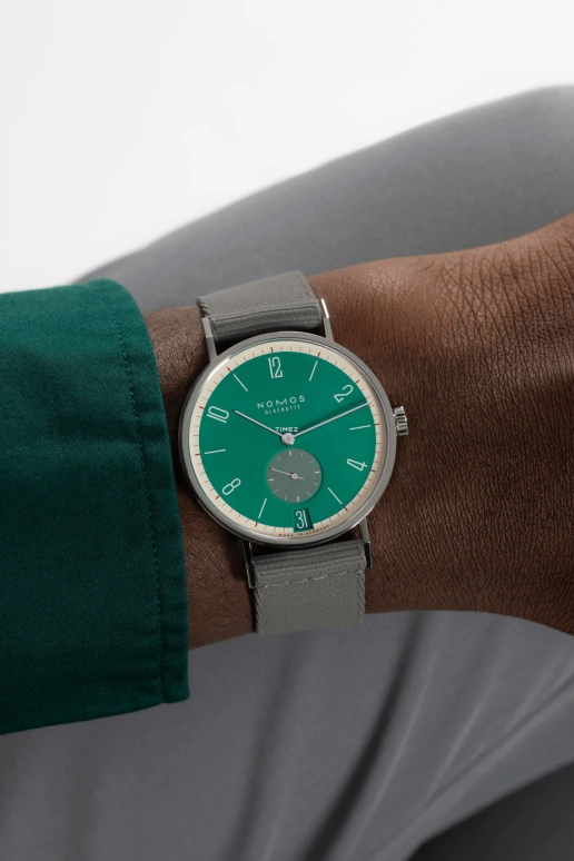 Nomos Glashütte,Tangente 37.50mm,37.50mm,Stainless Steel,Green,Handwound,Big Date,42hours,179,179.S26