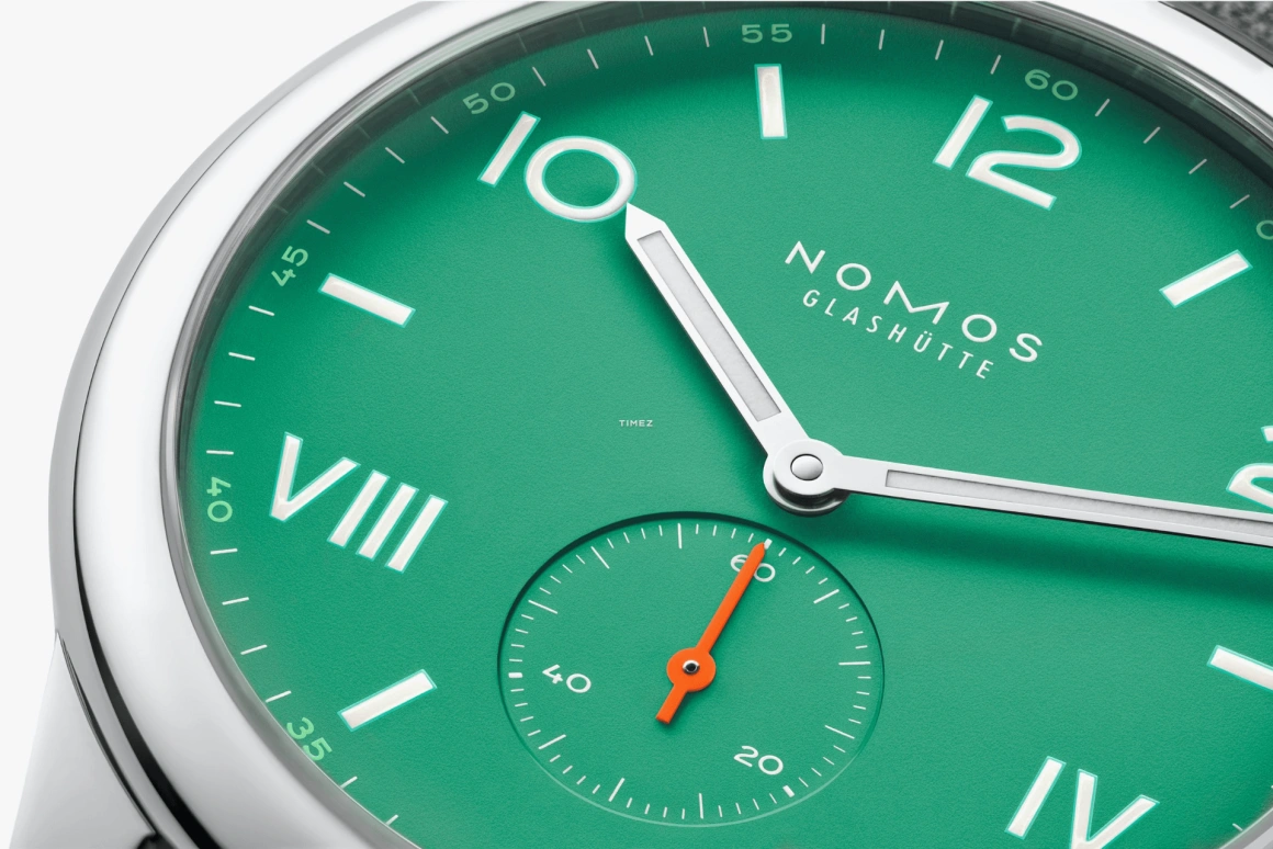 Nomos Glashütte,Club 38.50mm,38.50mm,Stainless Steel,Green,Handwound,53hours,In-house Caliber,726,726.GB