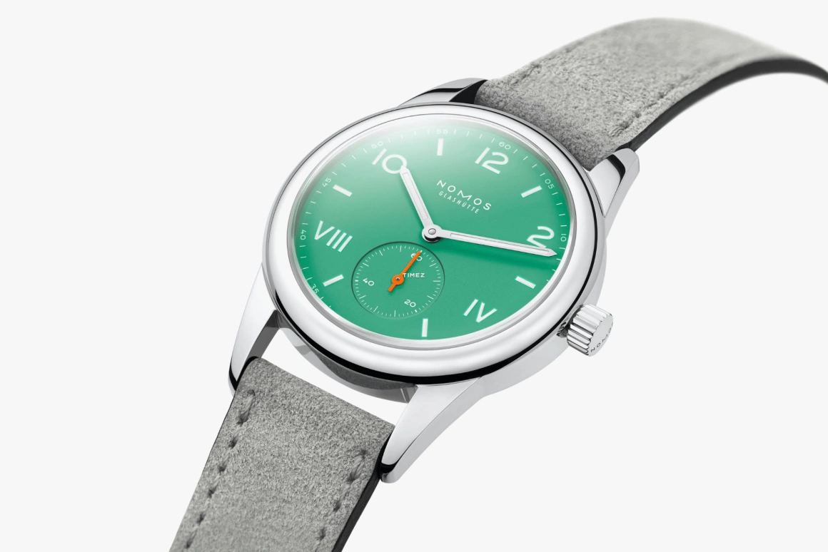Nomos Glashütte,Club 36mm,36mm,Stainless Steel,Green,Handwound,43hours,In-house Caliber,715,715.GB