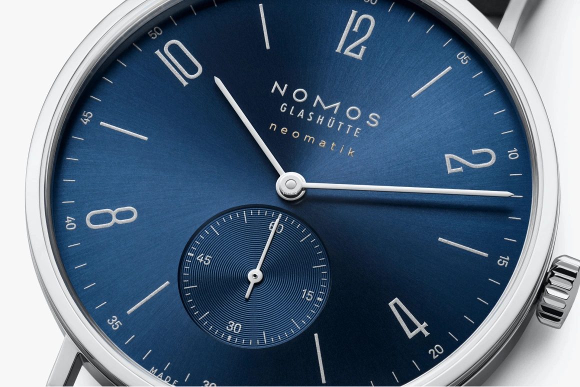Nomos Glashütte,Tangente 38.50mm,38.50mm,Stainless Steel,Blue,Automatic,Day,42hours,146