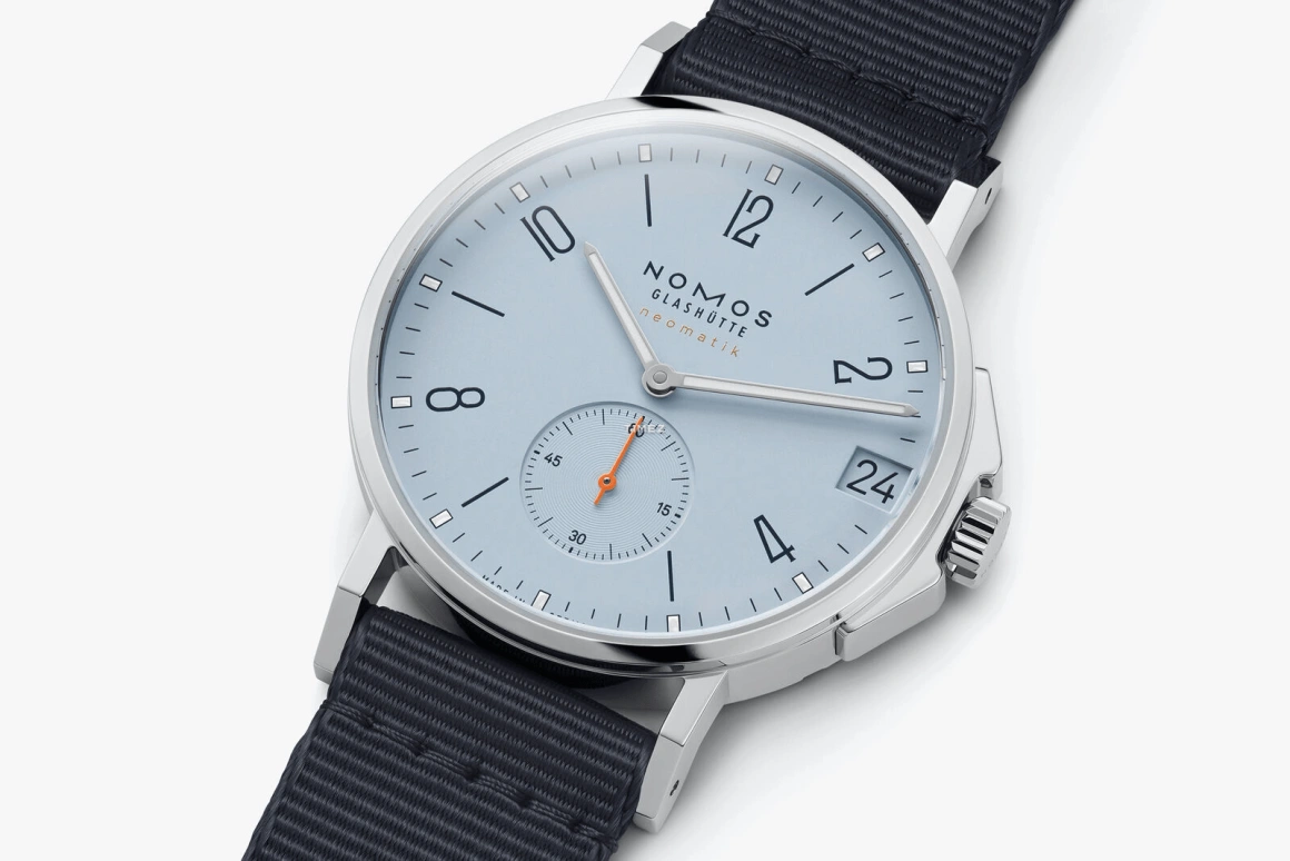 Nomos Glashütte,Ahoi 38.50mm,38.50mm,Stainless Steel,Sky Blue,Automatic,Day,42hours,516