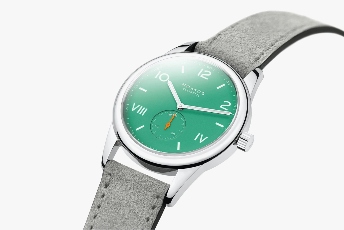 Nomos Glashütte,Club 38.50mm,38.50mm,Stainless Steel,Green,Handwound,53hours,In-house Caliber,726,726.GB