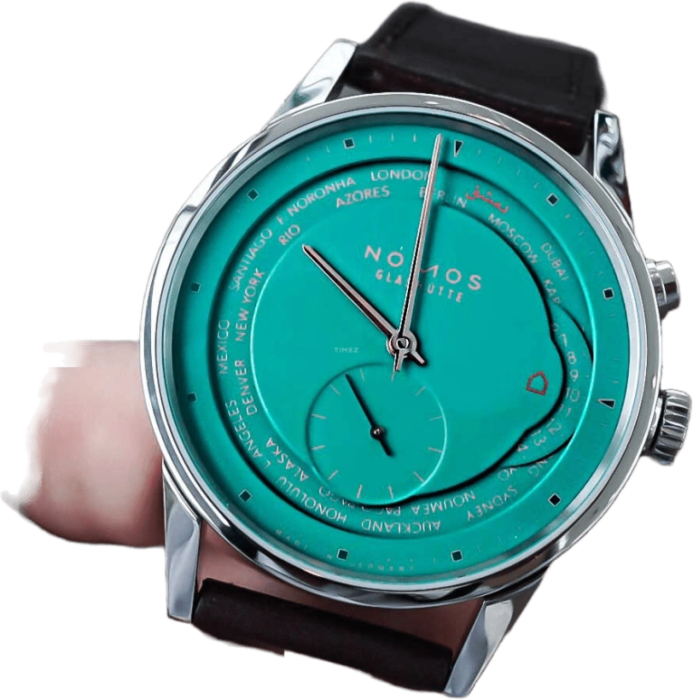 Nomos Glashütte,Zürich 39.90mm,39.90mm,Stainless Steel,Green,Automatic,Day,World Time,805,805.AWC
