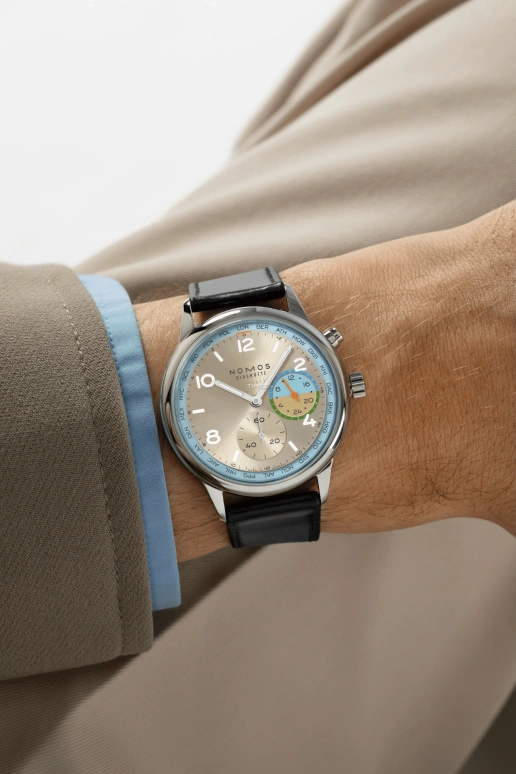 Nomos Glashütte,Club 40mm,40mm,Stainless Steel,Dual,Sky Blue,Champagne,Automatic,Dule Time,World Time,790,790.S10