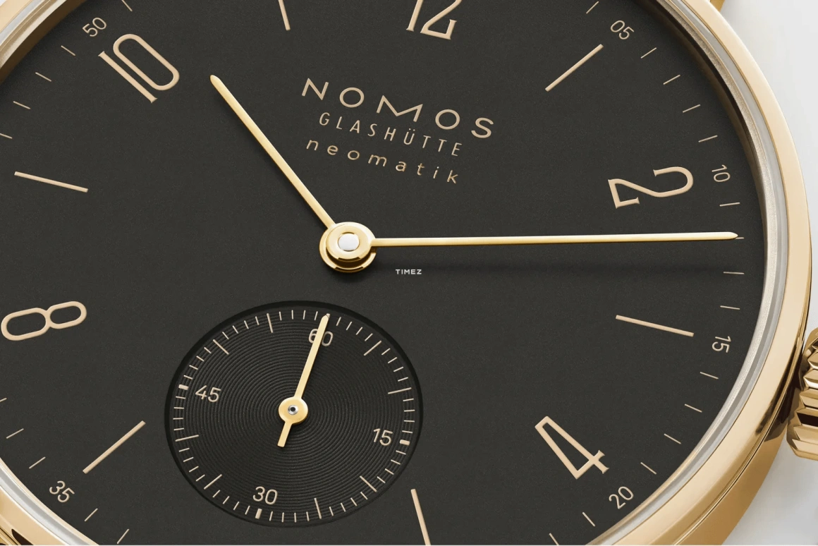 Nomos Glashütte,Tangente 35mm,35mm,Yellow Gold,Black,Automatic,42hours,In-house Caliber,163