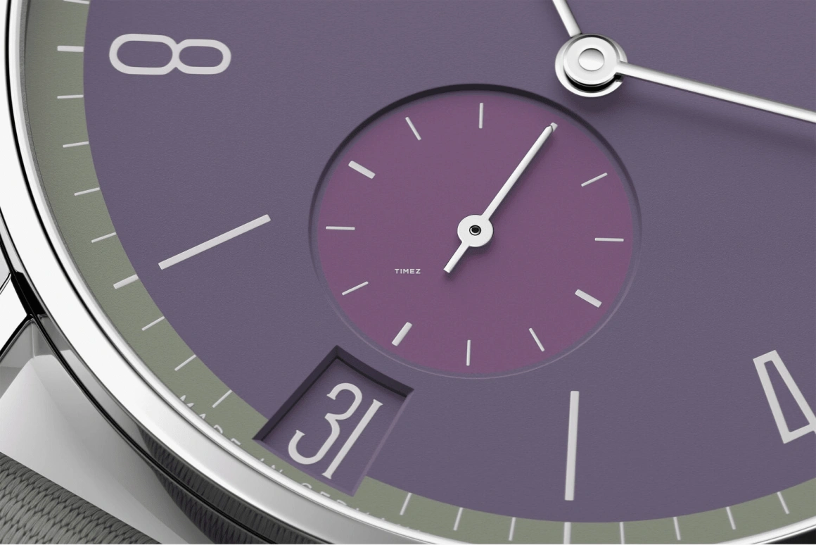 Nomos Glashütte,Tangente 37.50mm,37.50mm,Stainless Steel,Purple,Handwound,Big Date,42hours,179,179.S9