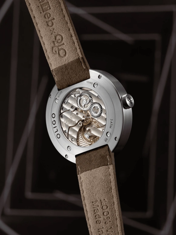 O L I G O,Other 41mm,41mm,Stainless Steel,Black,Handwound,Sapphire,Silver,FM01