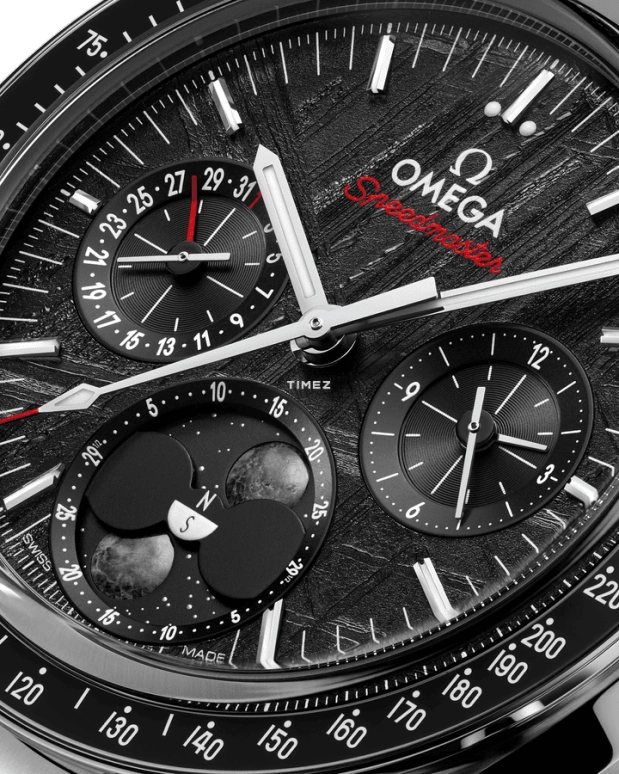Omega,Speedmaster 43mm,43mm,Stainless Steel,Black,Handwound,Chronograph,Moonphase,Day,Anti-magnetic,60hours,In-house Caliber,304,304.30.43.52.01.001