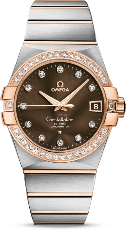 Omega,Constellation 38mm,38mm,Red Gold,Stainless Steel,Brown,Automatic,Date,Co-Axial Escapement,123,123.25.38.21.63.001